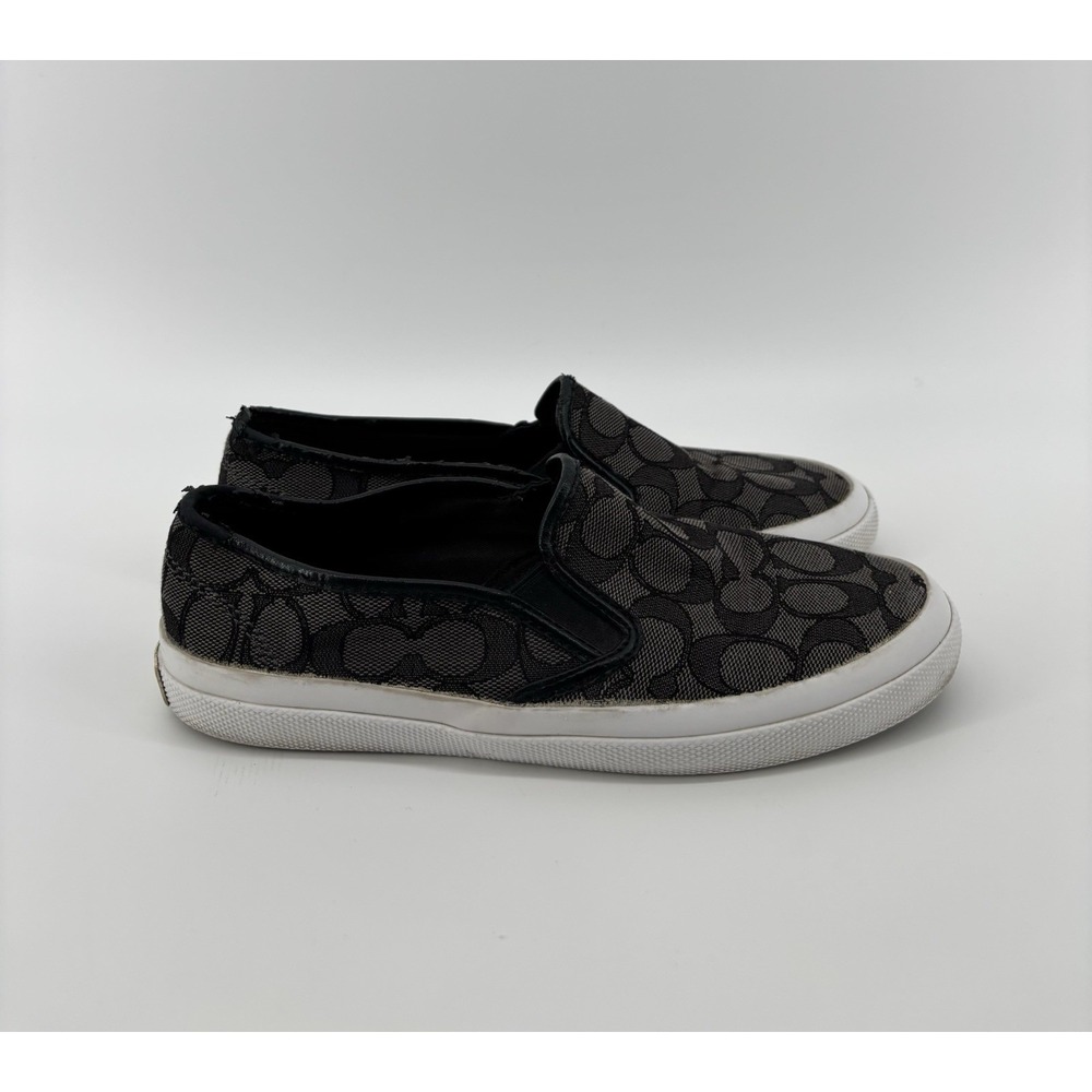 Coach Chrissy Slip-On Sneakers Flats Women Sz 7 B Brown Monogram Preppy Luxury